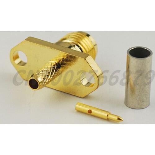 50pcs RF Coaxial Connector RP-SMA 2 Hole Crimp Jack(male pin) Rhombic Flange connector for RG316 RG-174 LMR100 cable