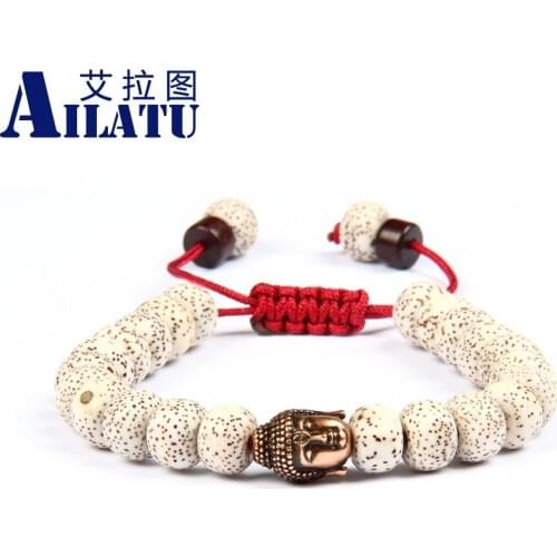Ailatu Jewelry Wholesale 10pcs/lot Xingyue Bodhi Seed Beads Unisex Buddhist Prayer & Yoga Meditation Cz Buddha Macrame Bracelet