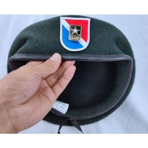 United States Us Army 11th Special Forces Group Wool Green Beret & US ARMY NSIGNIA Military Hat
