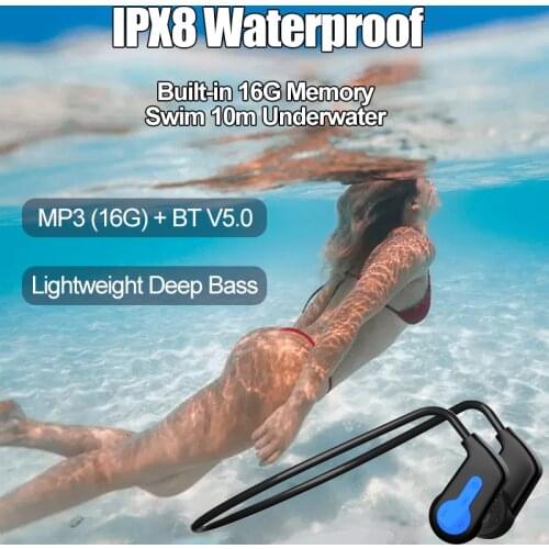 Swimming Bone Conduction Headphone Bluetooth Earphone HiFi Music16G Memory Waterproof MP3 Player Running Outdoor Sport Headsets