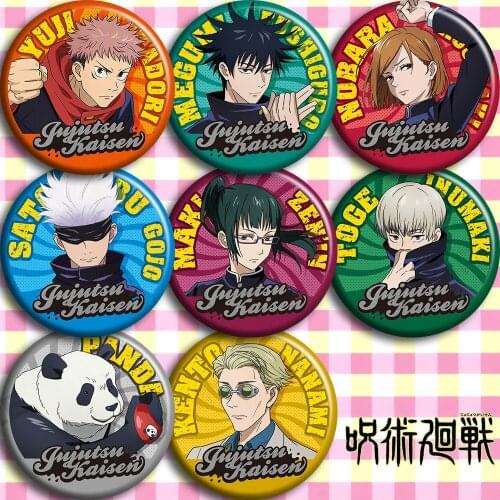 Brdwn Jujutsu Kaisen Yuuji Itadori Megumi Fushiguro Satoru Gojou Nobara Kugisaki Sukuna Cosplay Badge