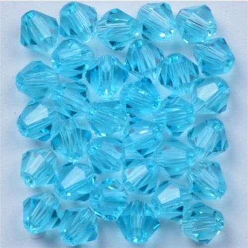 100pcs 4mm Lake Blue AB Bicone Austria Crystal Beads charm Glass Beads Loose Spacer Bead for DIY Jewelry Making