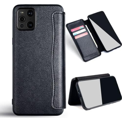 Wallet Case For Oppo Find X3 Pro Coque Business Pu Leather Simple No Magnet Flip Cover With Card Slot Oppo Find X3 Case Funda