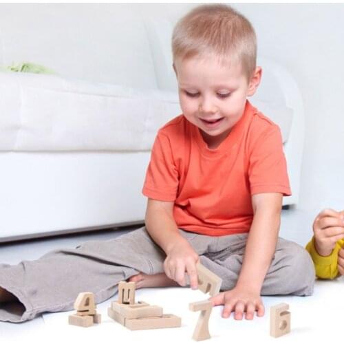 Wooden 1-10 Number Building Blocks Digital Puzzle Kid Early Educational Learning F3ME