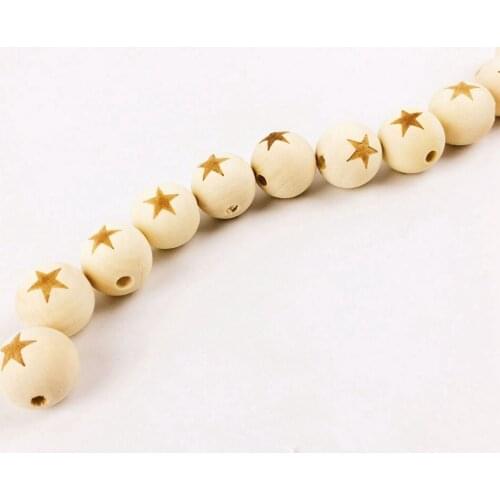 Food Grade Wooden Teething Original Teething Wood 50PCS 20MM Star Shape Beads Child Toys DIY Crafts Accessories Nature Maple
