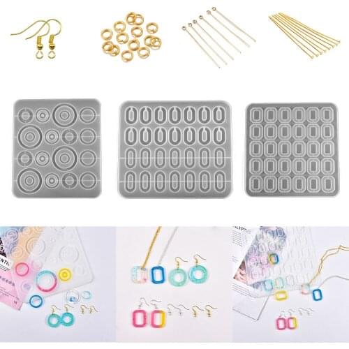 Earring Pendant Resin Molds Silicone Mold Round Oval Pendants Casting Mould for DIY UV Resin Epoxy Dried Flower Jewelry Making