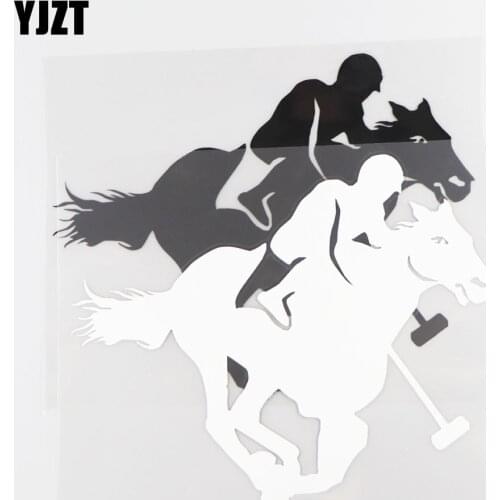 YJZT 18.0×14.7CM Personalized Equestrian Sports Pattern Fashion Decorative Car Sticker Vinyl Applique Black/Silver 20A-0048