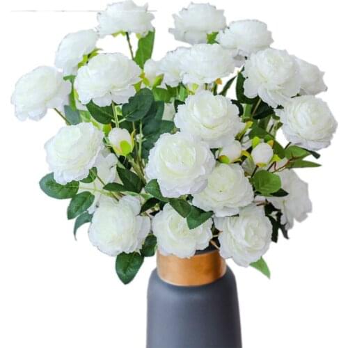 3 Head/Bouquet Peony Artificial Flowers Rose Romantic DIY Fake Silk Peonies Rose Flower Plants for Wedding Party Home Decoration