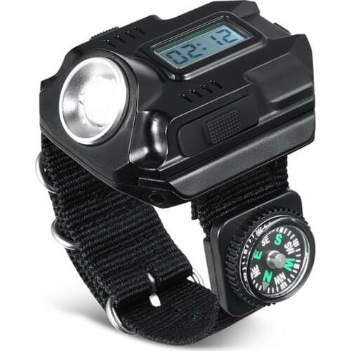 By dhl 20pcs Watch Flash Light Led watch Flashlight LED Wristlight Rechargeable Lamps Lantern Waterproof Wrist Lighting Torch