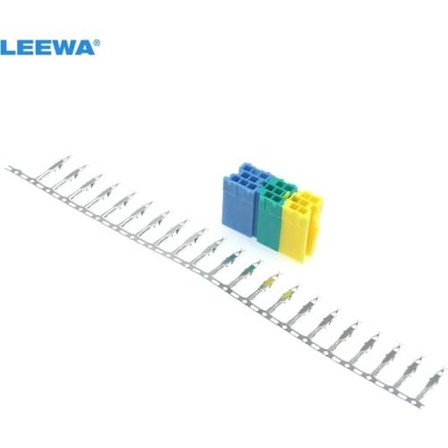 LEEWA 10set Auto Car Aux Cable Connector Mini ISO Terminal Pins Socket for Volkswagen Audi Skoda CD/DVD DIY Plug Changer
