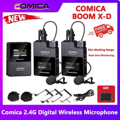 Comica BoomX-D d2 Microphone Wireless Transmitter Kit Mini Cellphone Microfon Receiver Digital 2.4G condenser stereo mic vs mic