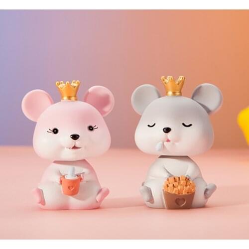 Cute Mouse Car Dashboard Toys Funny Shaking Head Toys Nodding Bobblehead Dolls Car Ornaments Home Auto Interior Decoration Gifts