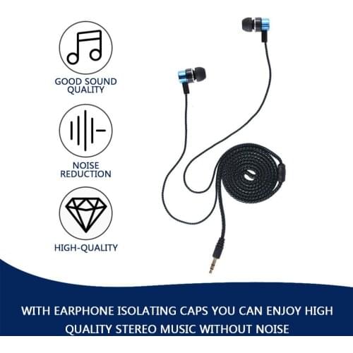 Metal Earphones Jack Standard Noise Isolating Reflective Fiber Cloth Line 3.5mm Stereo In-ear Earphone Earbuds Bluetooth USB