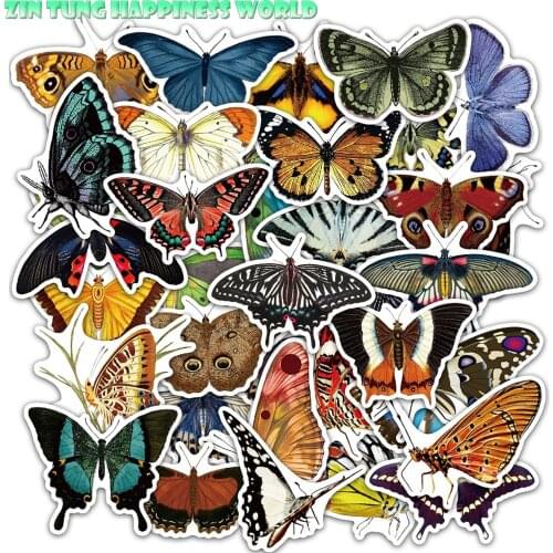 50 Pcs Multicolor Butterfly Stickers Nature Insect Series Decals Sticker for Fridge Guitar Car Laptop Notebook Water Bottle Toys