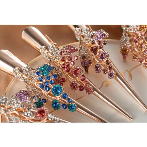 New vintage large rhinestone metal horn clip tiara Duck tip clip crystal hairpin hair accessories