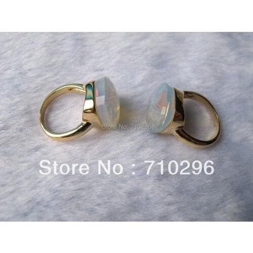 Charming Brass ring Opalite gem stone ring fashion jewelry ring