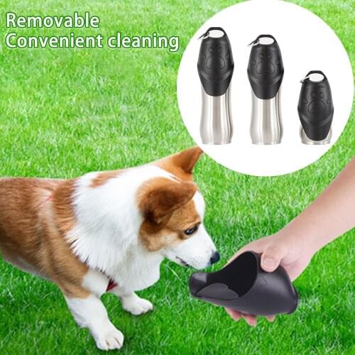 750ml Portable Pet Water Bottle Outdoor Travel Stainless Steel Cat Dog Drinking Fountain Hanging Type Pet Feeder Bowl Cup