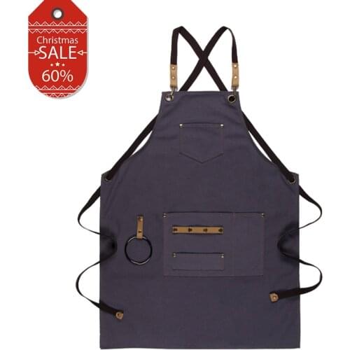 Sturdy Canvas Apron Hanging Towel Large Pockets Design Adjustable Body Anti-Dirty&Oil-Proof Unisex Chef Waiter Cleaner