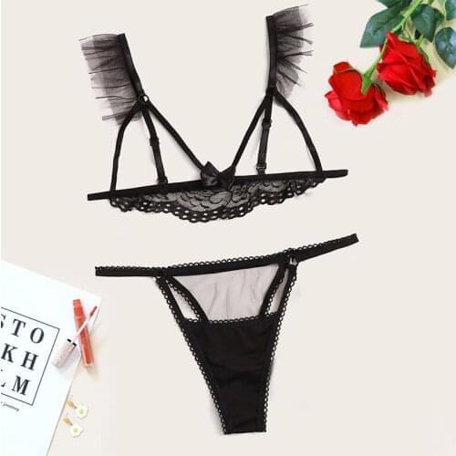 Sexy Bra Set Exquisite Lace Lingerie Bra Briefs Set Babydoll Cut-Out Sleepwear Lingerie Set комплект нижнего белья
