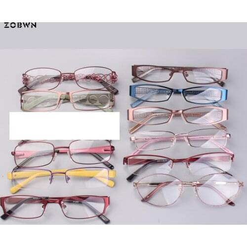 Mix wholesale 2018 hot sale full rim metal classic glasses Men Women Brand Design Oculos femininos man Points Women Female Male