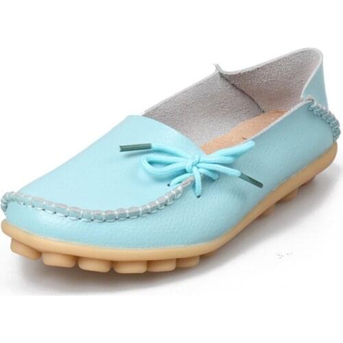 Flats Women Genuine Leathe Shoes Moccasins Mother Loafers Soft Slip On Leisure Flats Casual Female Driving Ballet Footwear