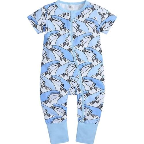 Unisex Baby Rompers Cotton Boy Clothes Newborn summer Jumpsuit Girls Clothing Shark Soft zipper Infant Pajamas Body Suit 0-24M