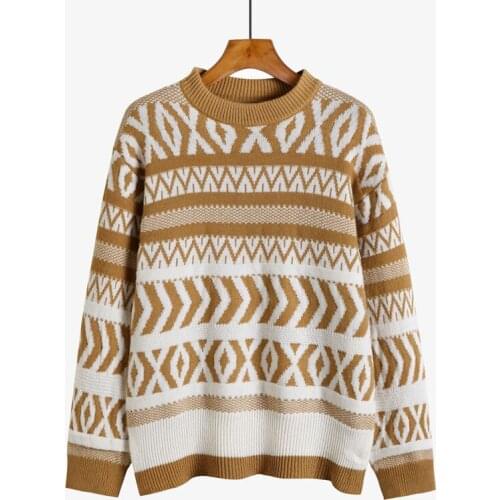 Urifens 2021 Female Pullover Casual Long Sleeve Plaid Fall Winter Loose Lazy Tops Thicken Sweaters Outer Wear Women CS4577