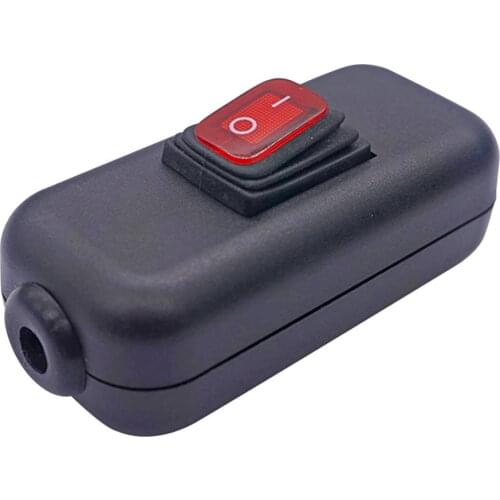 Inline Cable Cord Rocker Switch Waterproof IP65 Dustproof Max AC100~250V 10A On/Off LED Indicator