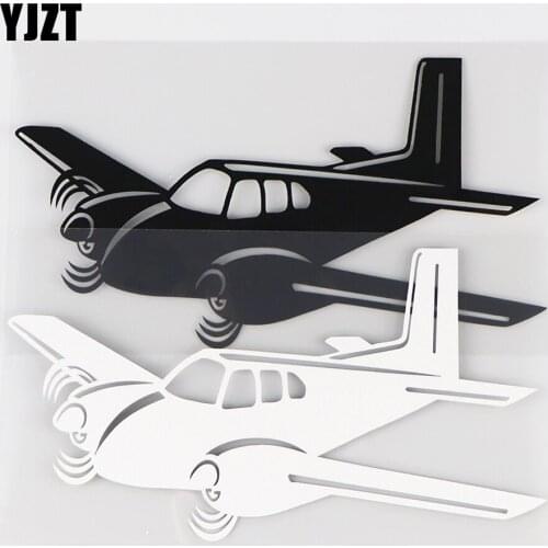 YJZT 15.5×8.3CM Funny Vinyl Car Stickers Decals Twin Engine Propulsion Aircraft Black / Silver 10A-0480