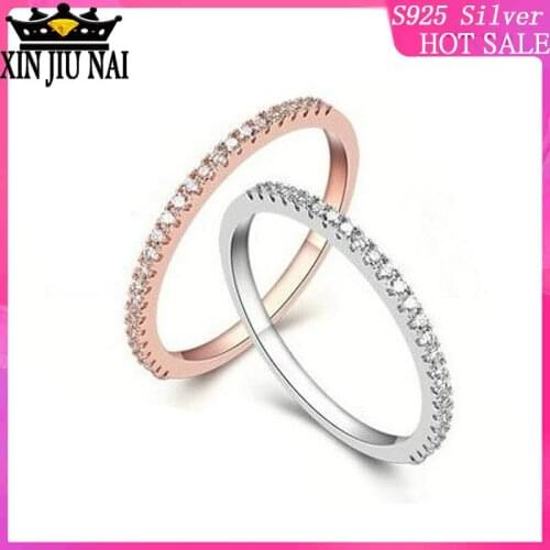 Slim Single Row Full Zircon Tail Rings For Women Ladies Gold Rose Gold Friendship Rings For Party Jewelry