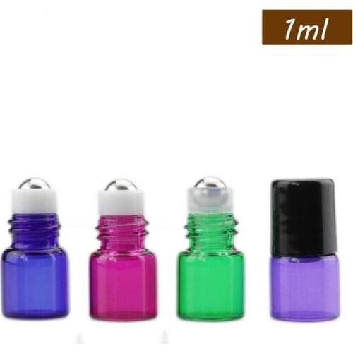 1ml 2ml Metal Roller Bottles Mini Essential Oils Glass Roll On Bottles With Black Lid Free Shipping LX3837