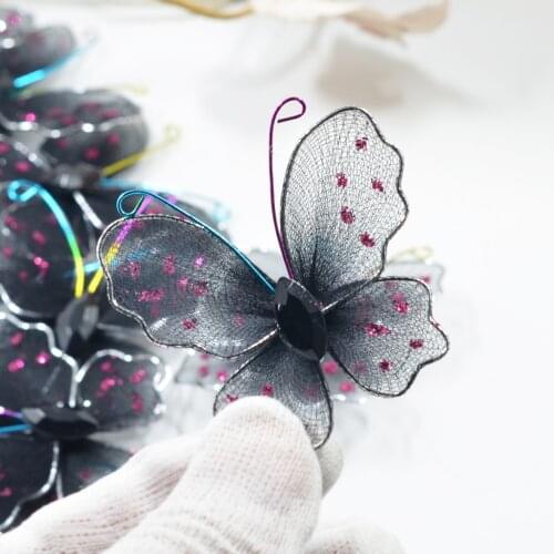 10pcs Mixed 3D Glitter Mesh Butterfly Craft Wedding Decorations
