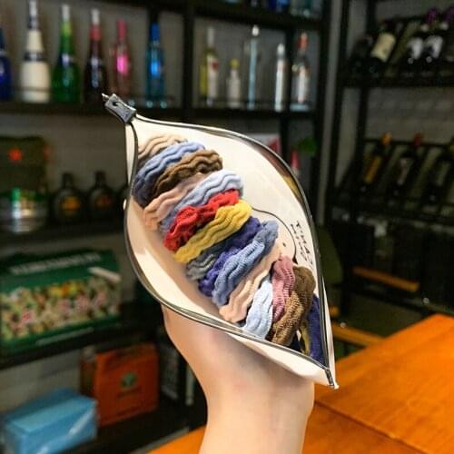 10pcs Solid Color Rubber Band for Women Fashion Striped Towel Hair Rope