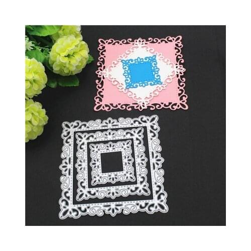 108*108mm 3Pcs Square Frame Set Metal Cutting Dies 3D DIY Scrapbooking Carbon Sharp Craft Die Photo Invitation Cards Decoration