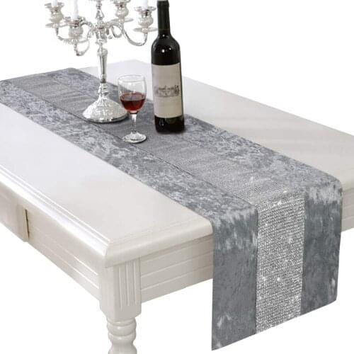 13 x 70 Inch Table Runner, Rectangular Coffee Dining Table Cloth Runners with Diamante Strip for Home Kitchen Party Wedding Deco