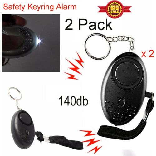 2 PCS Personal Alarm Rape Attack Panic Security 140dB Loud LED Keyring Alarms