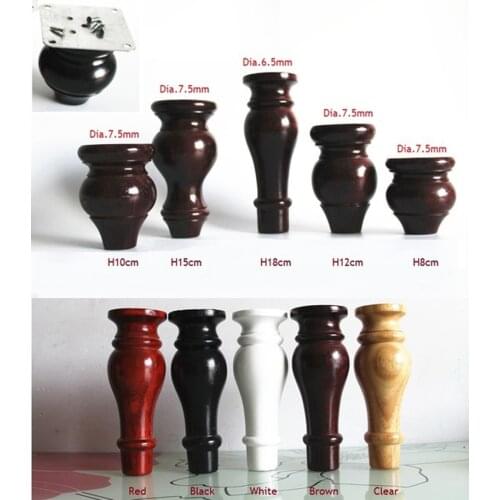 4Pcs/Lot Solid Wood Furniture Feet Replacement Legs Cupboard Dresser Seat Couch Plinth Black White Brown Round Barrel Drum