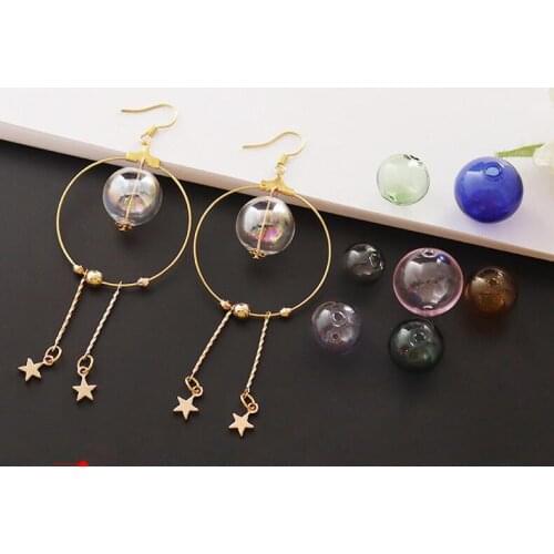 5pcs 6/8/10/12/14/16/18/20/25/30mm hollow glass ball with double hole round bubble vial glass globe orbs jewelry findings beads