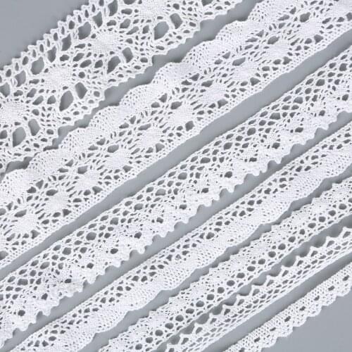 5 Yards White Color Sewing Apparel Fabric 10-27mm Crochet Knitting Cotton Lace Trim Fabric Ribbon Handmade Accessories Crafts