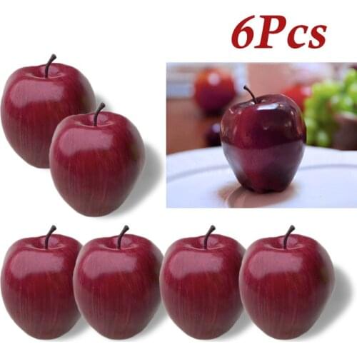6pcs Artificial apples Plastic Red Delicious Fruit Display For Kitchen Home Foods Decor Home Party Decoration Artificial Apples