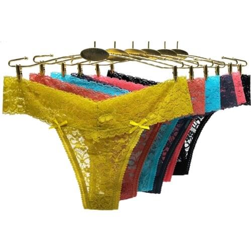 6 Pcs/Lot New Fashion Lace Panties for Woman Ladies Sexy Lingerie Underwear G-string Thong Panties Female Transparent Underpants
