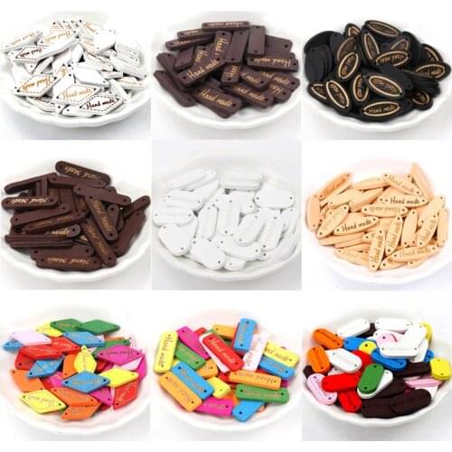 Wooden Mixed Color Word Brand Oval Square Shape Buttons 2 Holes Handmade Clothing Sewing Scrapbooking Crafts Accessory DIY 30pcs