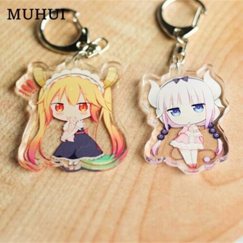 Anime Miss Kobayashis Dragon Maid Keychain Acrylic Cute Little Girl Key Ring Women Bag Jewelry