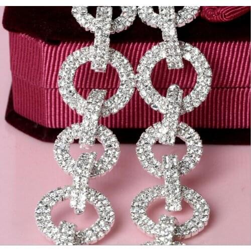 Free Shipping 5 yards Crystal Rhinestone Trim, Rhinestone Applique, Bridal Applique,Wedding Applique,Rhinestone Chain TONG014