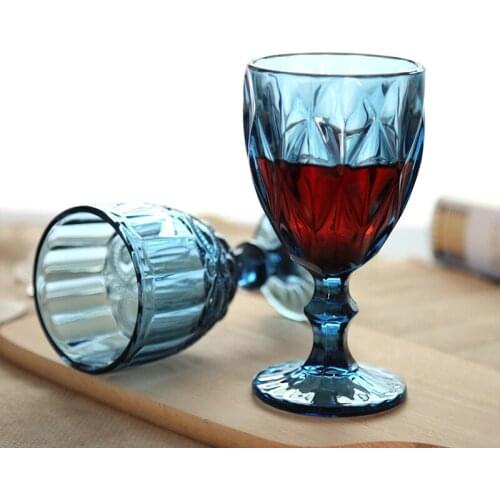 240/300ml Retro Embossed Red Wine Glass Goblet Cup Juice Glass Drinking Champagne Whiskey Cup Wedding Party Wine Glasses