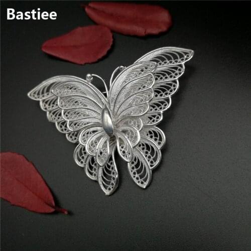 Bastiee Butterfly Brooch 999 Sterling Silver Pins High Level Women Accessories Fine Jewelry Luxury Jewellery Pendant Hair Stick