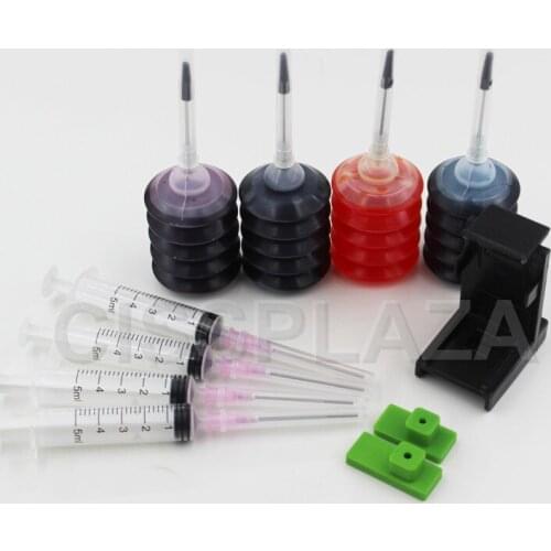 CISSPLAZA1set Absorption Clamp Pumping refill tool kits + ink compatible for HP 21 22 60 61 56 57 901 121 300 PG40 830 129 135