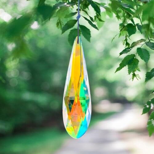 120mm Chandelier Parts AB Color Slender Drop Crystal Prisms Faceted Suncatcher Rainbow Maker Hanging Pendant Wedding Home Decor