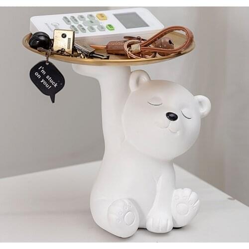 Home Decor Bear Figurines Interior Storage Box Resin Animal Sculpture Bear Statue Home Decoration Living Room Ornaments