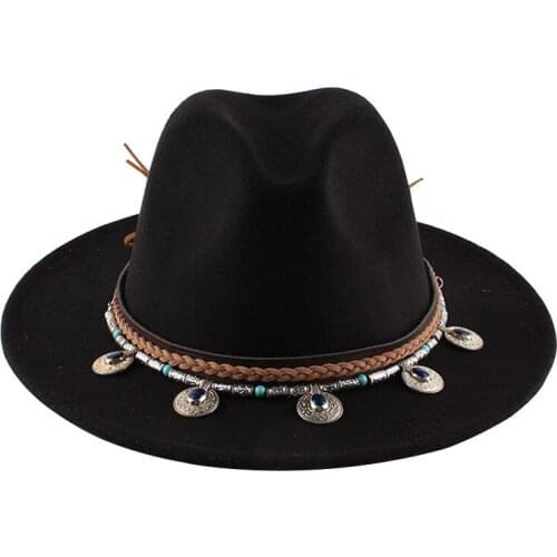 Jazz top hat autumn and winter England retro felt hat female tide woolen hat